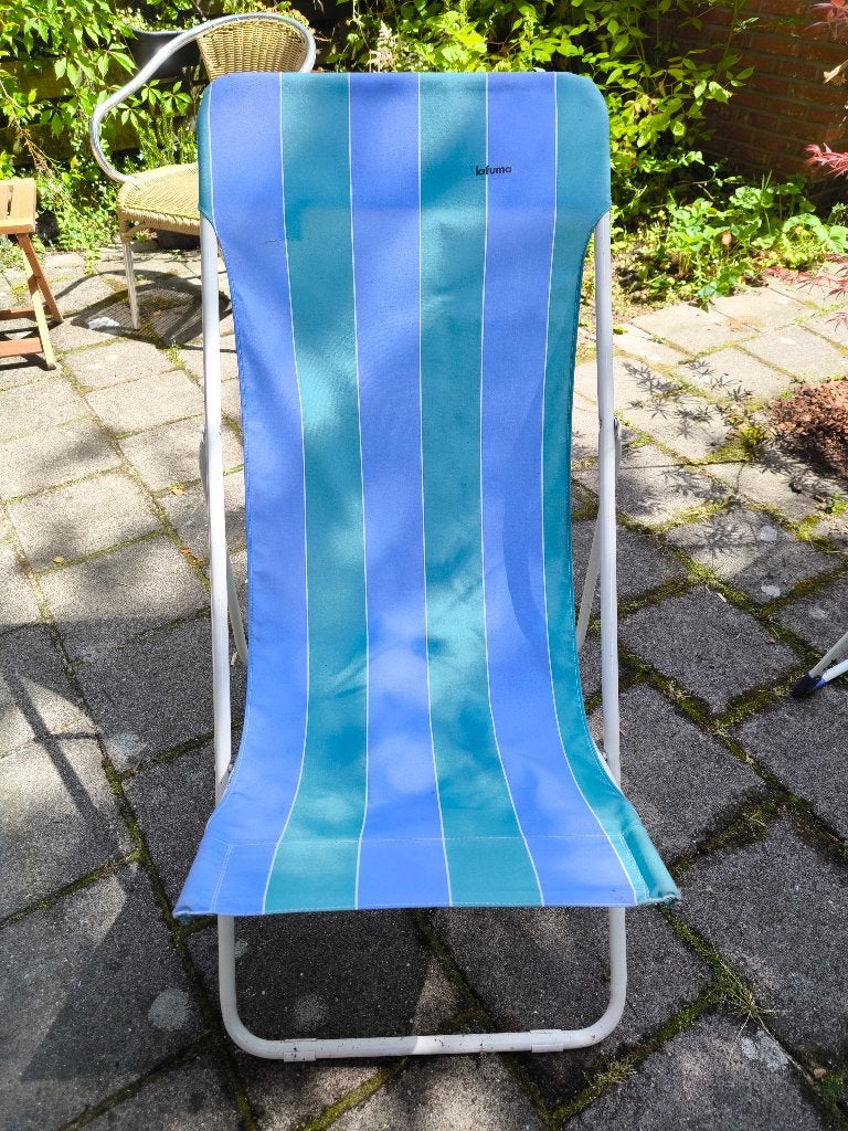 Retro vintage Lafuma strandstoel/tuinstoel, Ophalen, Gebruikt, Metaal, Verstelbaar