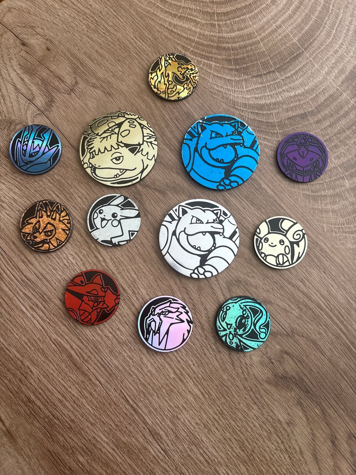 11 Originele Pokémon TCG Munten (o.a. Blastoise & Charizard), Ophalen of Verzenden, Gebruikt, Overige typen