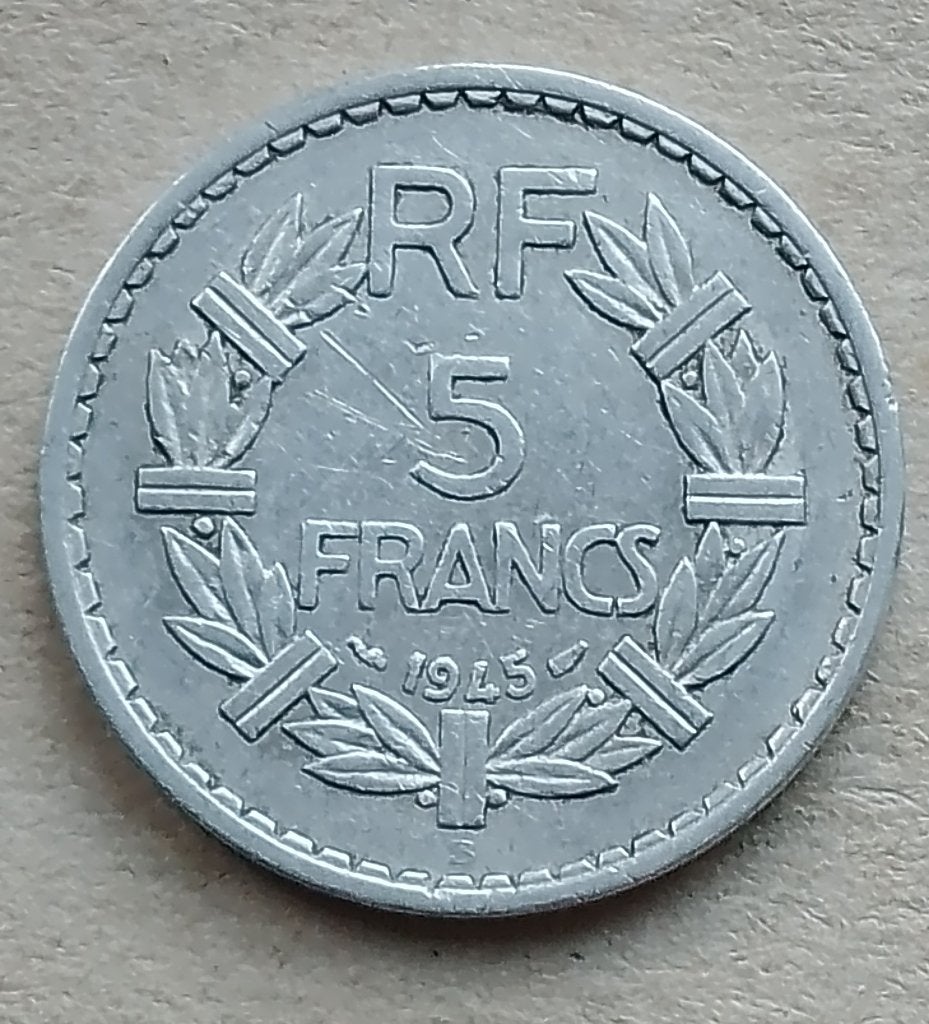 Frankrijk, 5 francs 1945 B, Ophalen of Verzenden, Frankrijk, Losse munt