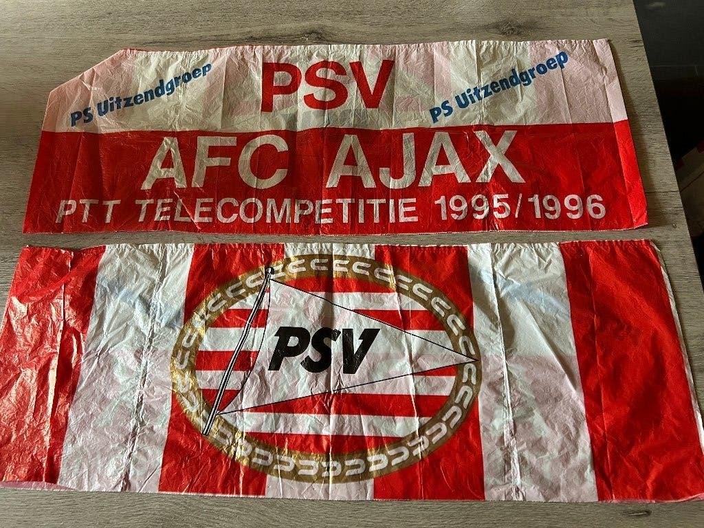 PSV banner PSV - AFC ajax 1995 - 1996, Ophalen of Verzenden, Gebruikt, PSV, Vaantje of Sjaal