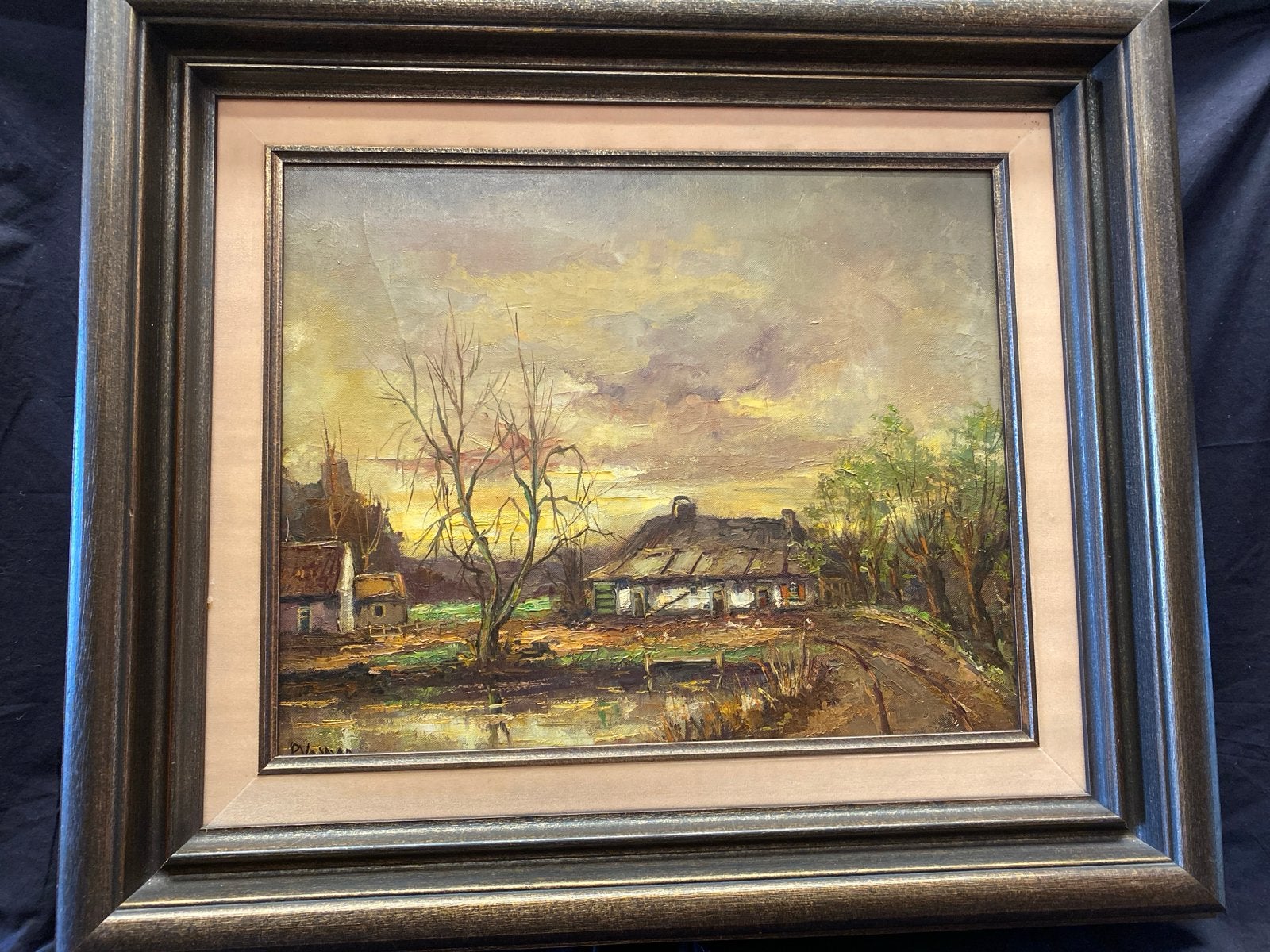Sfeervol Landschap Schilderij - Peter Vosman, Ophalen, Doek, Realistisch, Gesigneerd