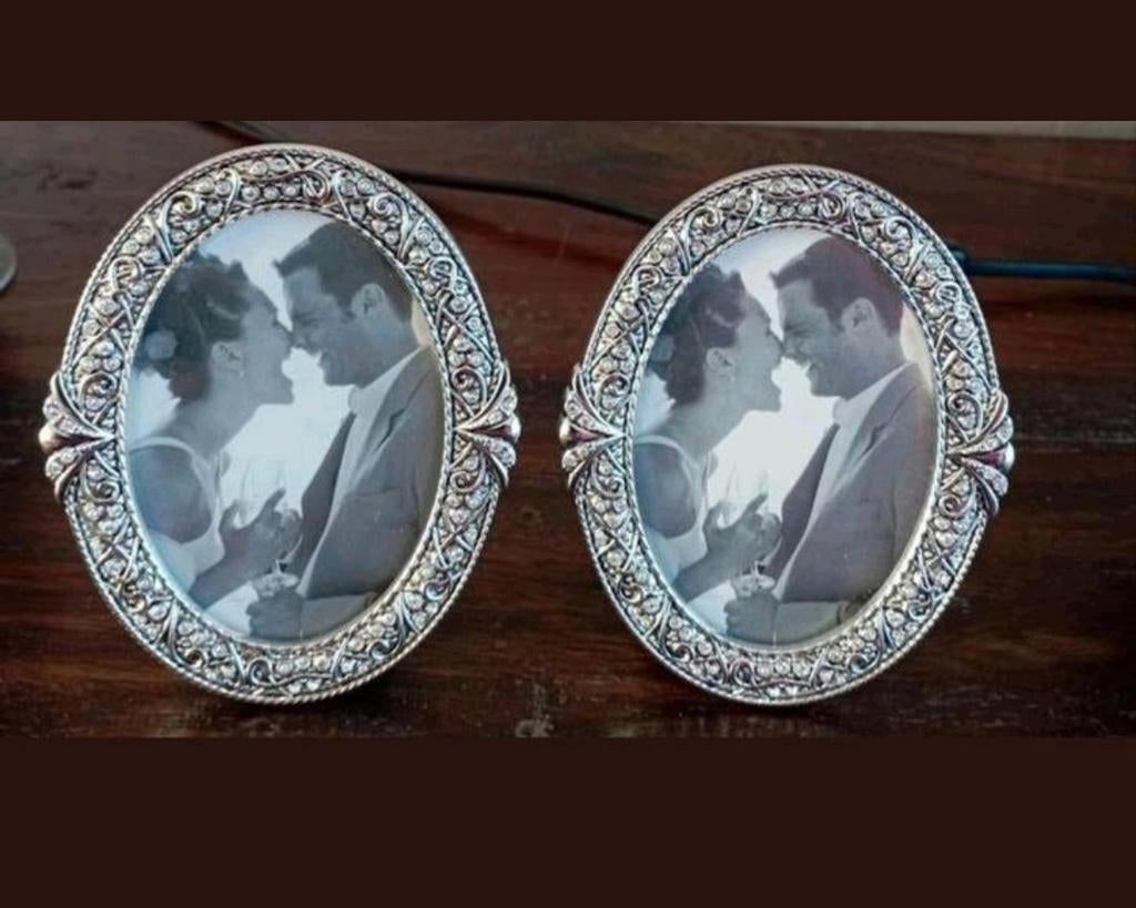 Fotolijstjes 4x6 metaal zilver met strass, Audio, Tv en Foto, Fotografie | Fotolijsten, Ophalen, Nieuw