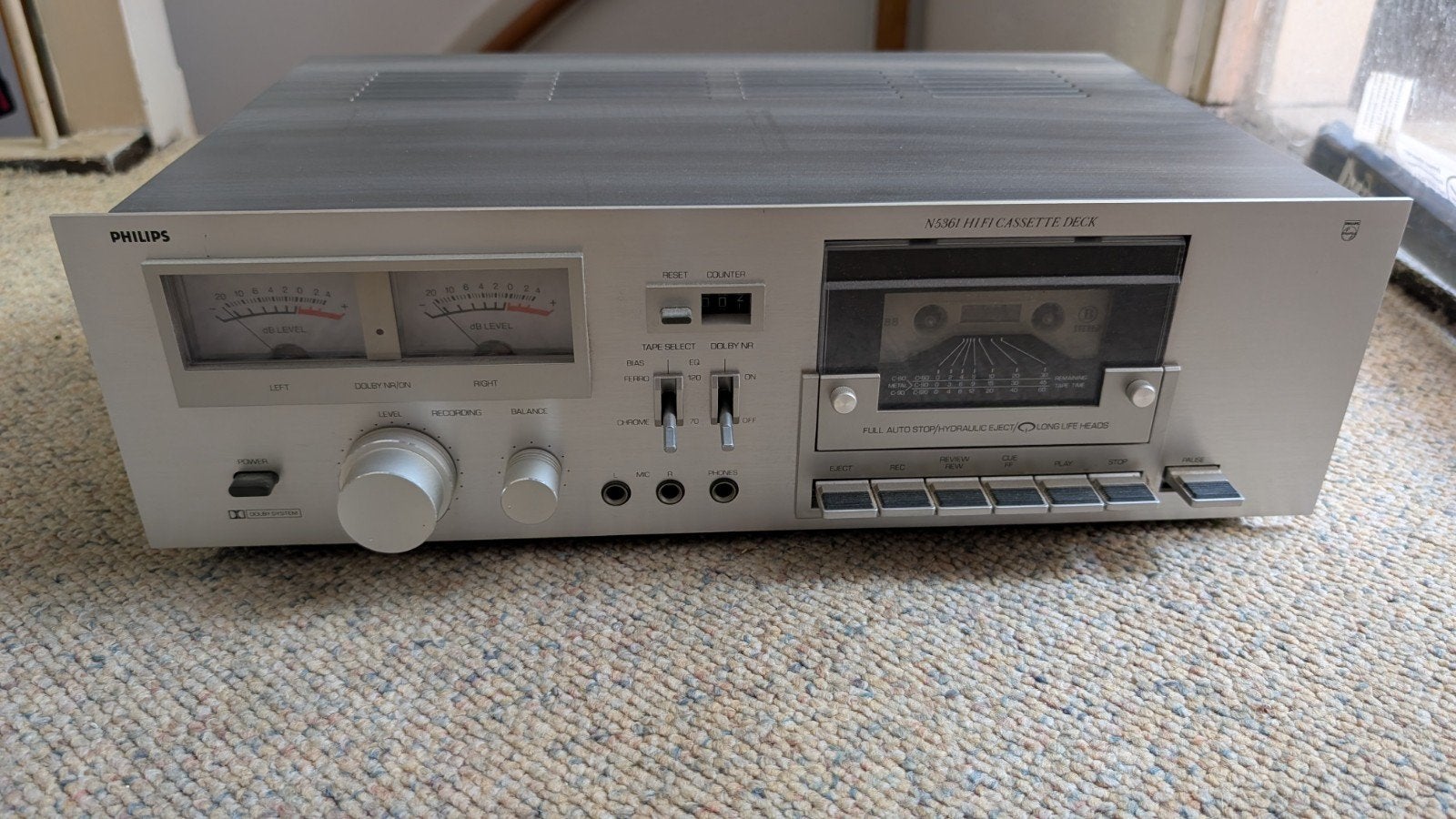 Philips N5861 HiFi Cassettedeck - Vintage Audio, Ophalen of Verzenden, Dubbel, Philips, Tiptoetsen