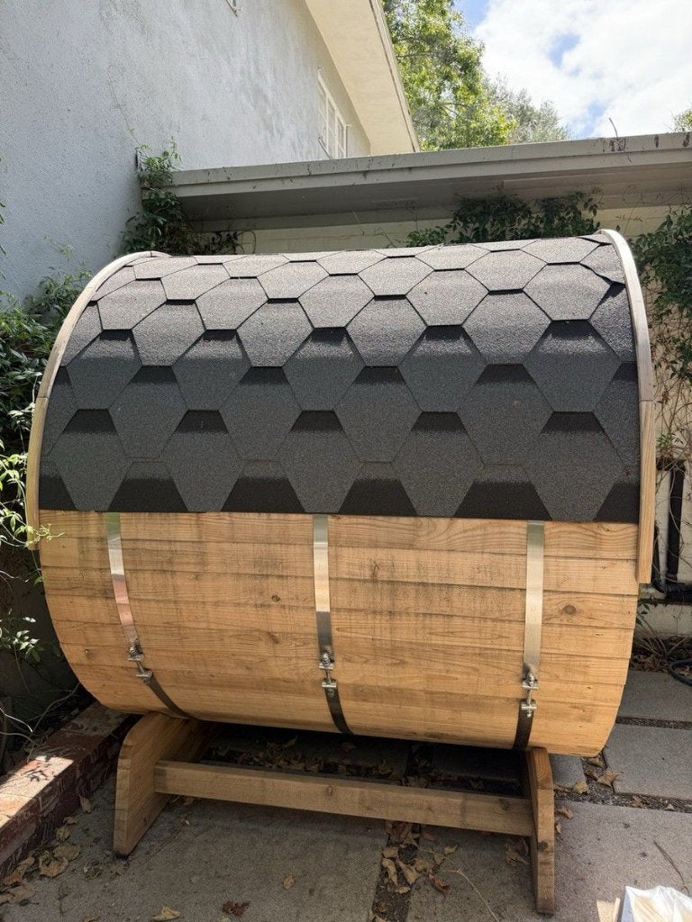 Barrel Sauna 4 persoons met Harvia 6 kW kachel, cederhout, Sport en Fitness, Sauna, Ophalen of Verzenden, Nieuw, Fins of Traditioneel
