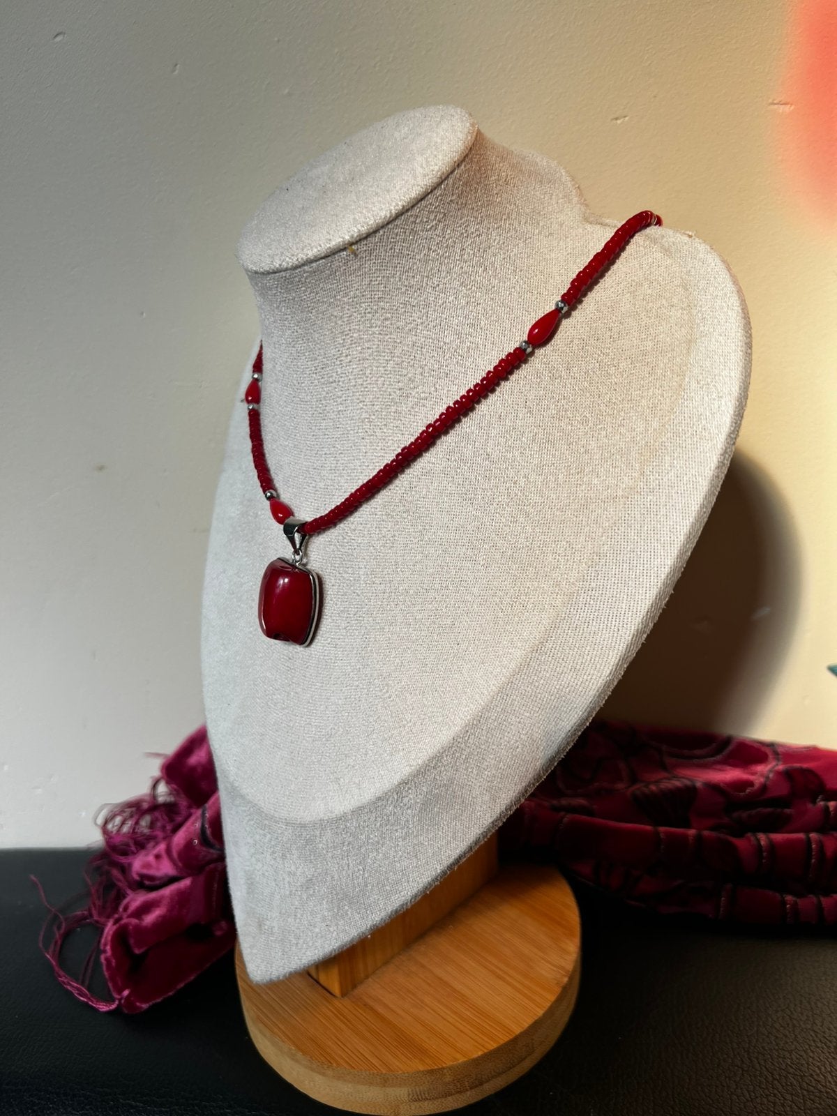 Koraal ketting & hanger beschermt geluk intuïtie uniek, Magnolia11, Nieuw, Ophalen of Verzenden, Steen of Mineraal