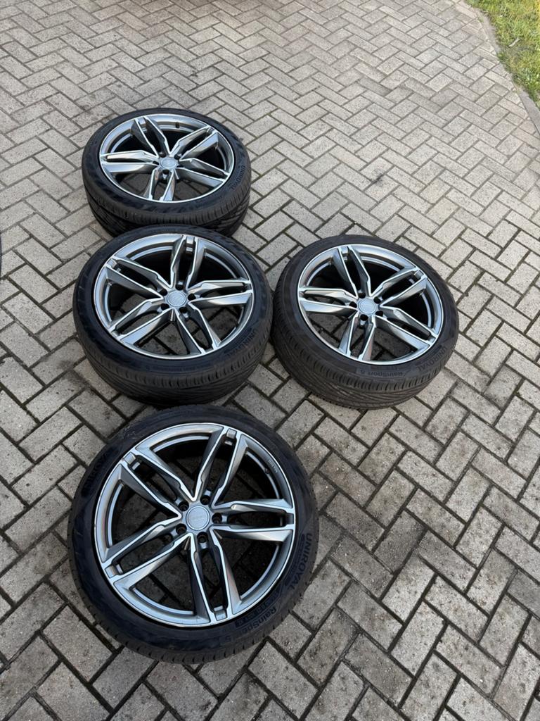 Audi velgen 21 inch met banden 255/40 R21, Gebruikt, 255 mm, Banden en Velgen, Personenwagen