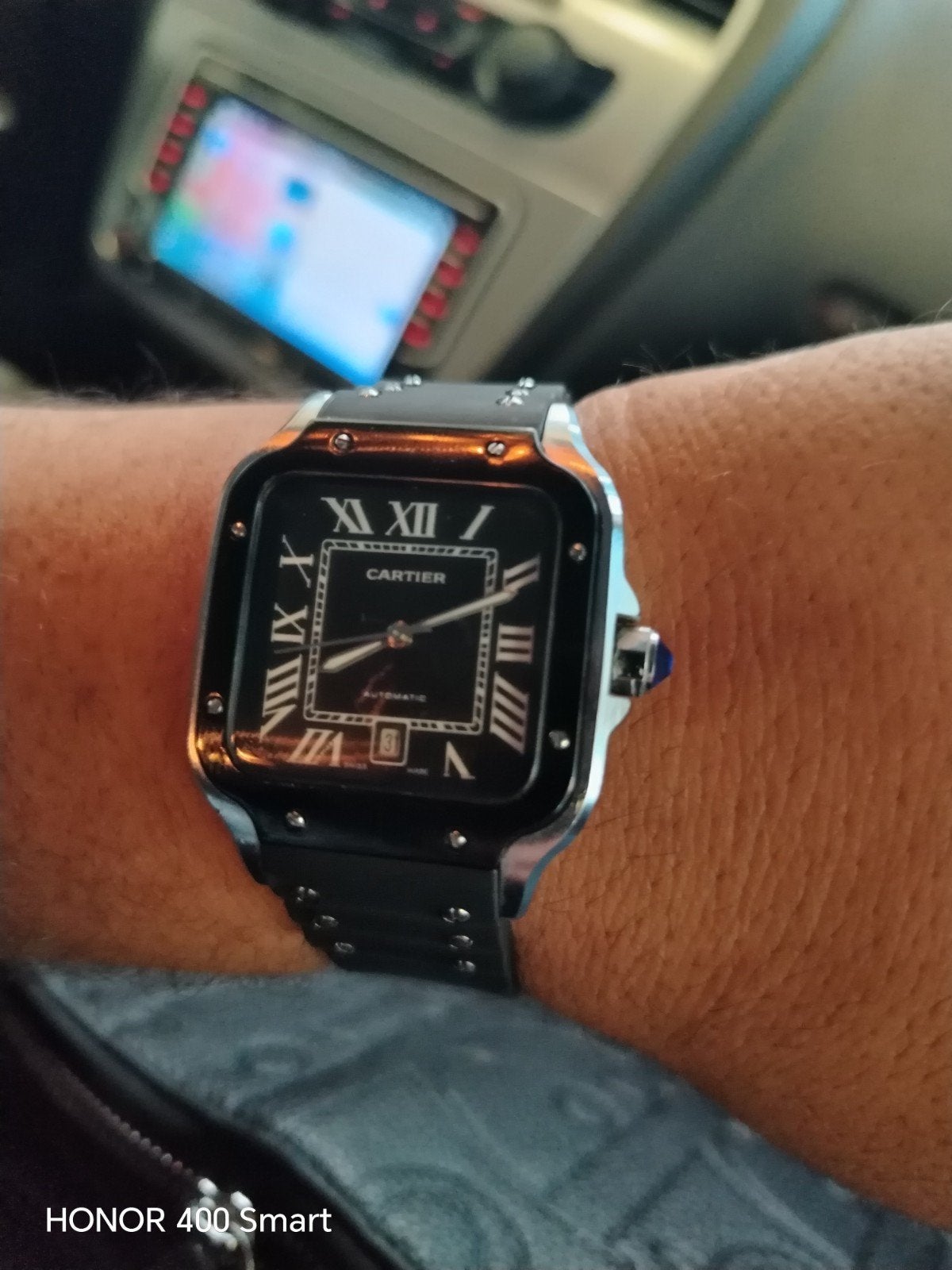 Cartier Santos, Leer, Staal, Polshorloge, Zo goed als nieuw