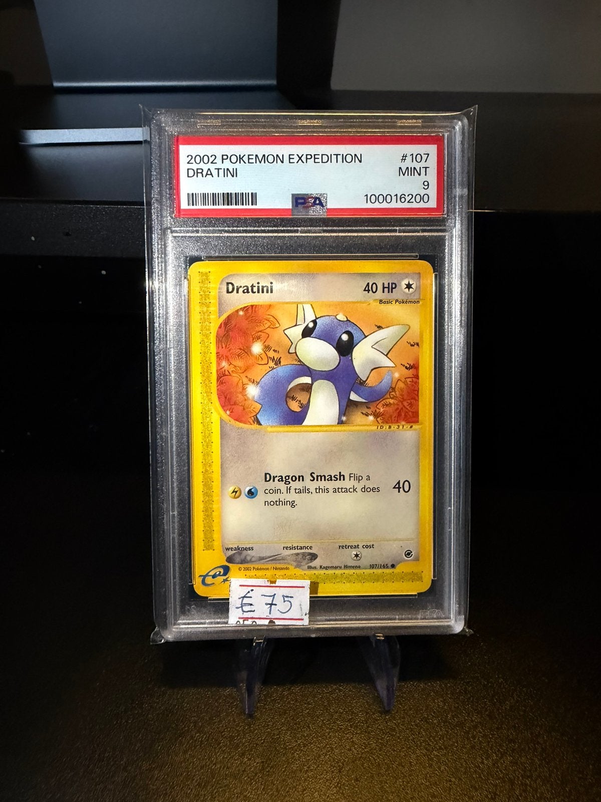 Dratini pokemon Expedition e-series #107 PSA 9, Ophalen of Verzenden, Zo goed als nieuw, Losse kaart