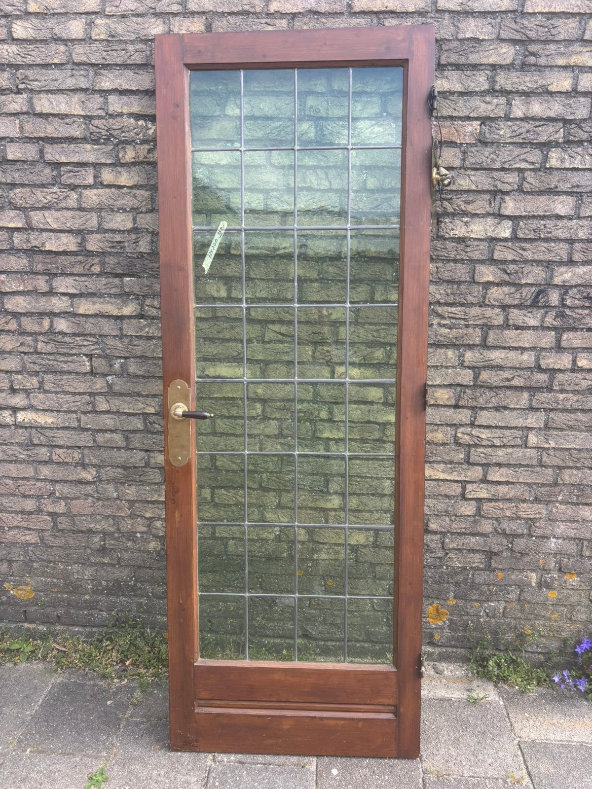 Vintage Glas in lood deur 200X73X3,2cm, Ophalen, Binnendeur, 200 tot 215 cm, Glas