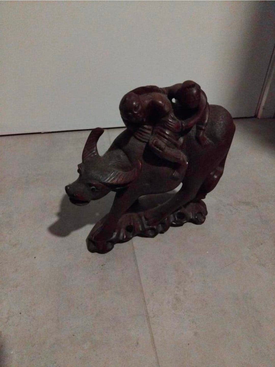 houten beeldhouwwerk is een Okimono, een Japans decoratief b, Ophalen of Verzenden