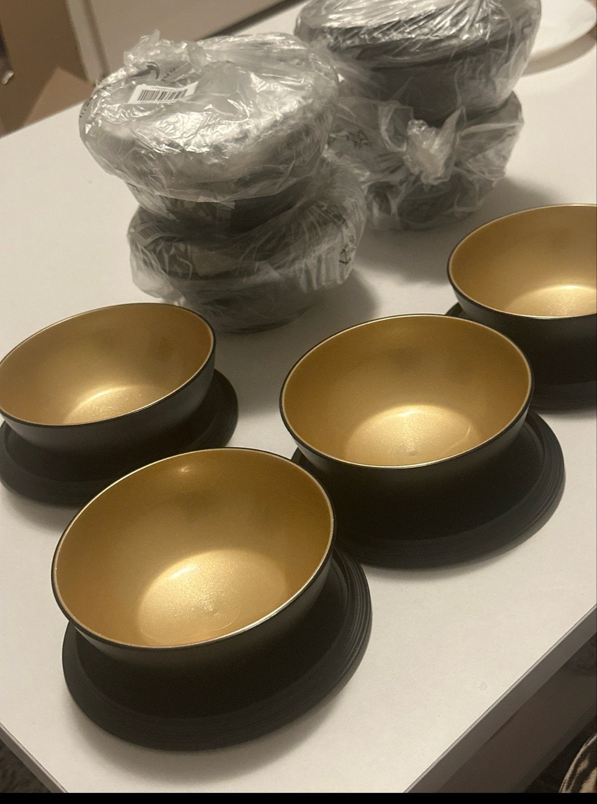 Tupperware Allegra Kommen Set van 2 Goud Zwart 275ml, Huis en Inrichting, Ophalen of Verzenden, Nieuw, Overige kleuren, Bak of Kom
