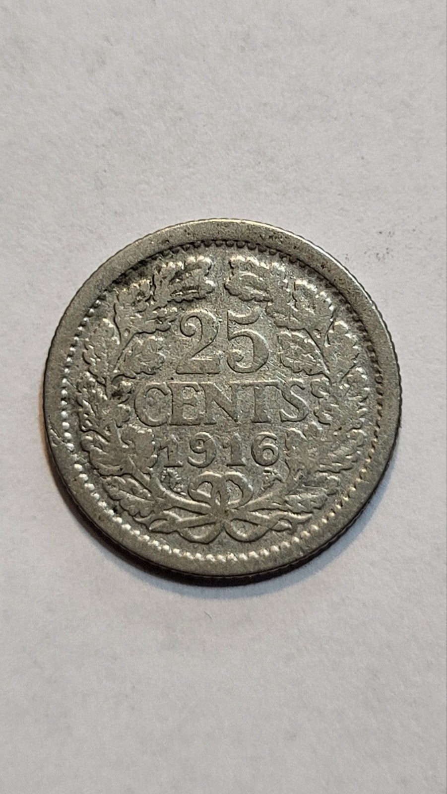 25 Cent 1916 Wilhelmina - Zilveren Kwartje, Postzegels en Munten, Munten | Nederland, Zilver, 25 cent, Ophalen of Verzenden, Koningin Wilhelmina