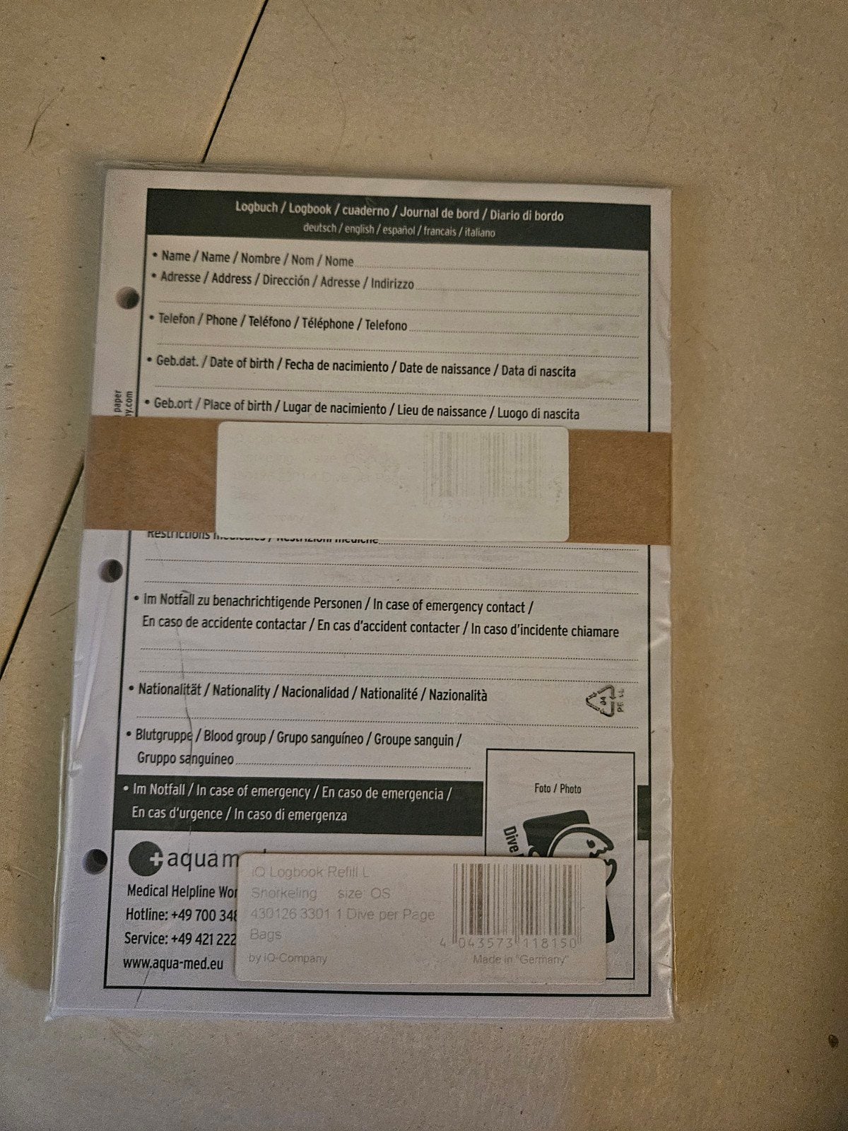 Logbook refill Dive IQ, Ophalen of Verzenden, Nieuw