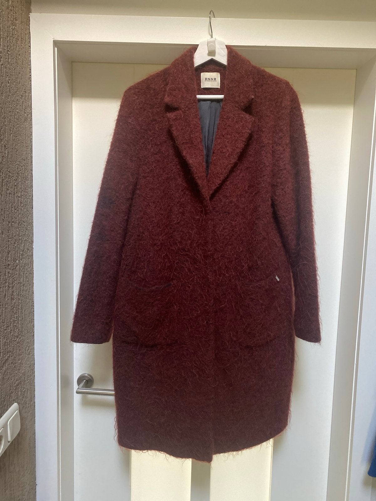 ANNA wollen jas bordeauxrood maat M, Kleding | Dames, Jassen | Winter, Ophalen of Verzenden, Zo goed als nieuw, Maat 38/40 (M)