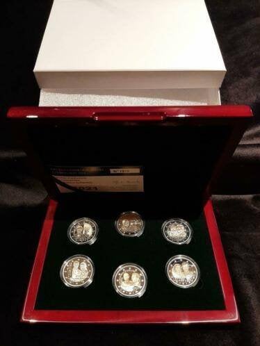6x 2 euro Luxemburg 2021 - 2019 - PROOF - in Luxe Houten Box, Verzenden, Luxemburg, 2 euro, Setje