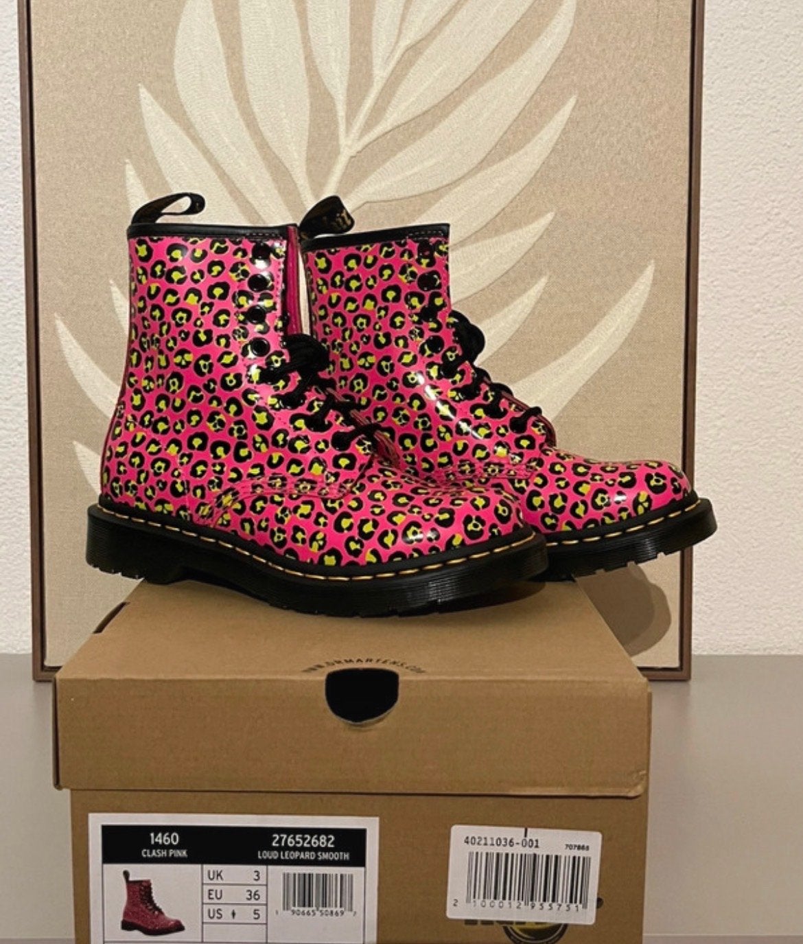 Dr. Martens 1460 Clash Pink Leopard Smooth Laarzen, Verzenden, Lage of Enkellaarzen, Nieuw, Roze