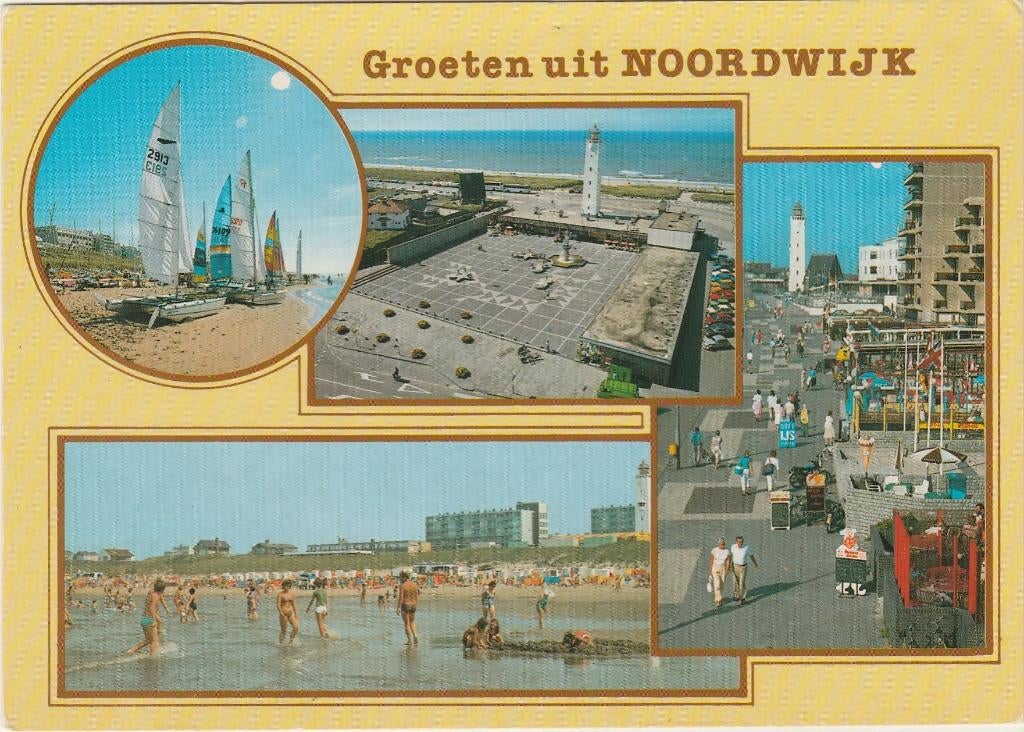 NOORDWIJK Strand Badgasten Plein Boulevard Groeten, Verzenden, 1980 tot heden, Gelopen, Zuid-Holland