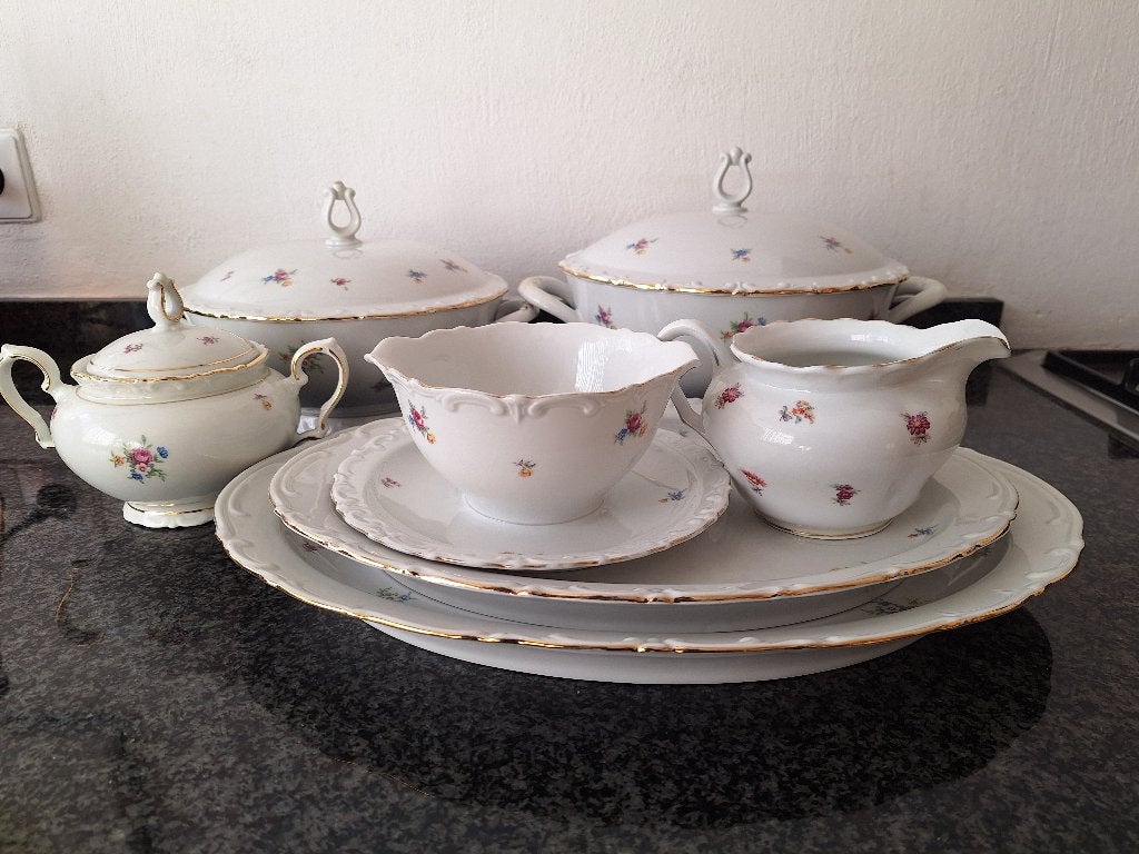 Kahla servies rozen o.a. dekschaal schalen suikerpot vintage, Antiek en Kunst, Ophalen of Verzenden