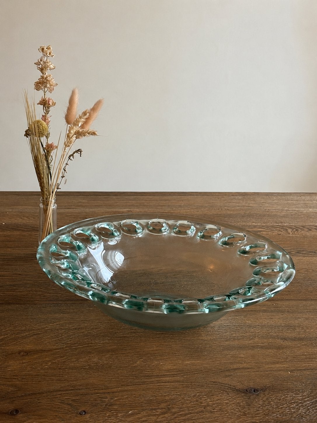 Vintage decoratieve glazen schaal met open rand, Antiek en Kunst, Ophalen of Verzenden