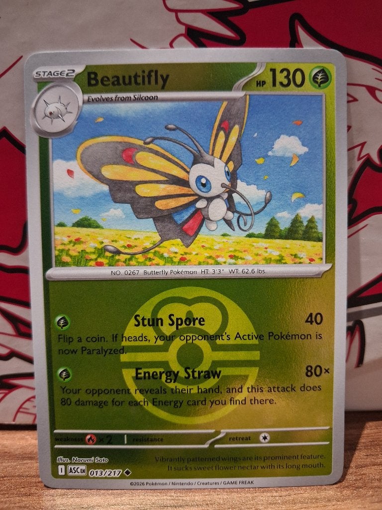 Pokemon Beautifly ASC 013/217 pokeball, Ophalen of Verzenden, Nieuw, Losse kaart