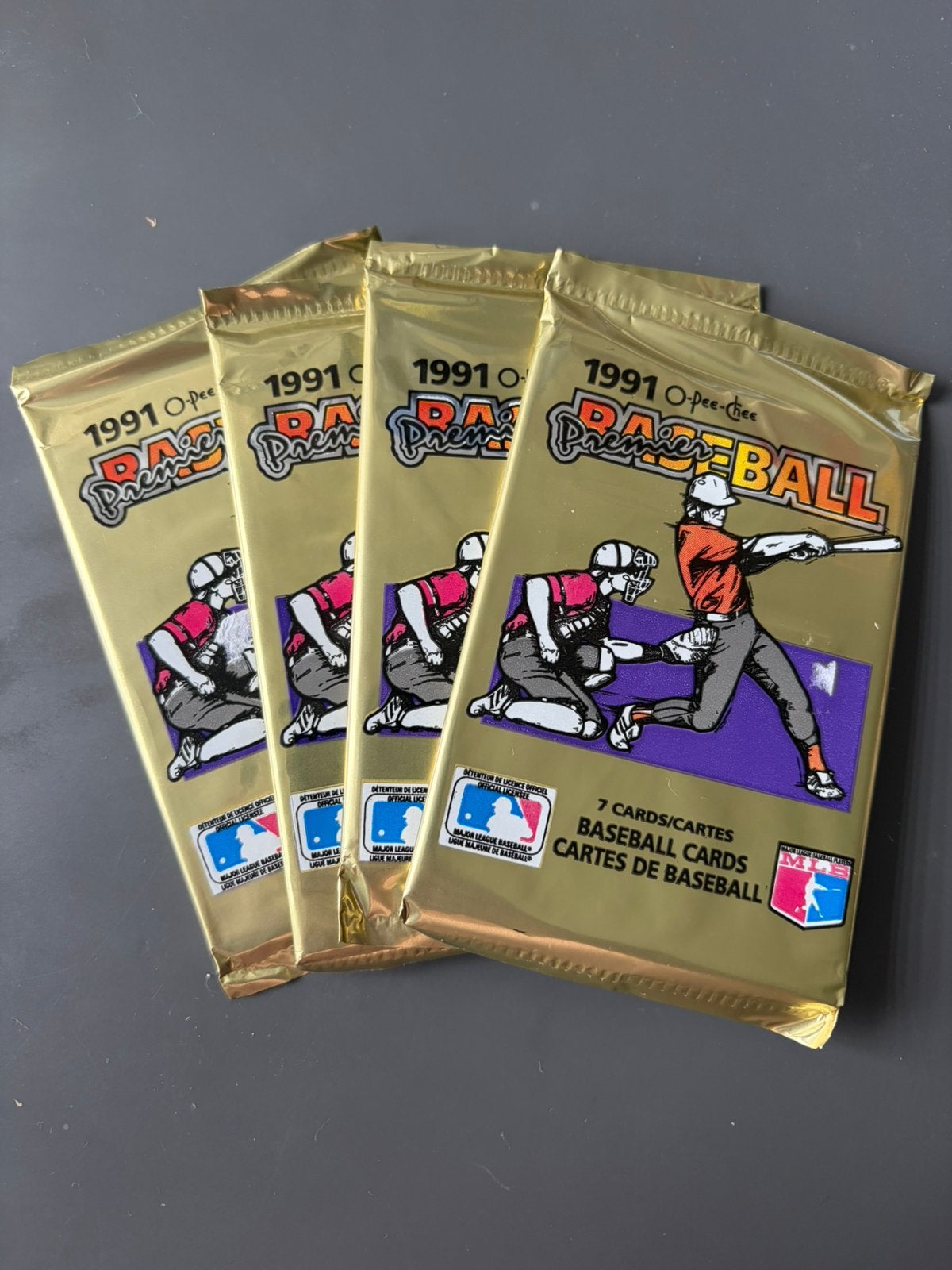4x O-Pee-Chee Premier 1991 Baseball ongeopende pakjes, Ophalen of Verzenden, Zo goed als nieuw