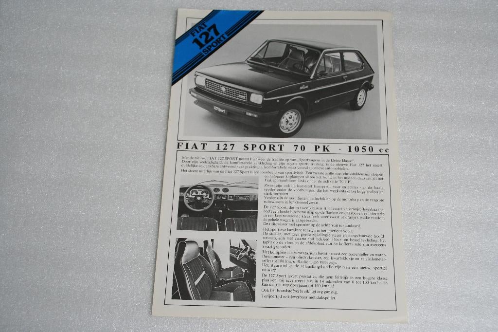 Folder - leaflet Fiat 127 Sport 70PK - 1050 cc (09-1978) (33, Ophalen of Verzenden, Nieuw, Overige merken