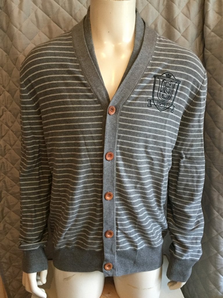 Esprit grijs gestreept vest maat XL  (2b30)