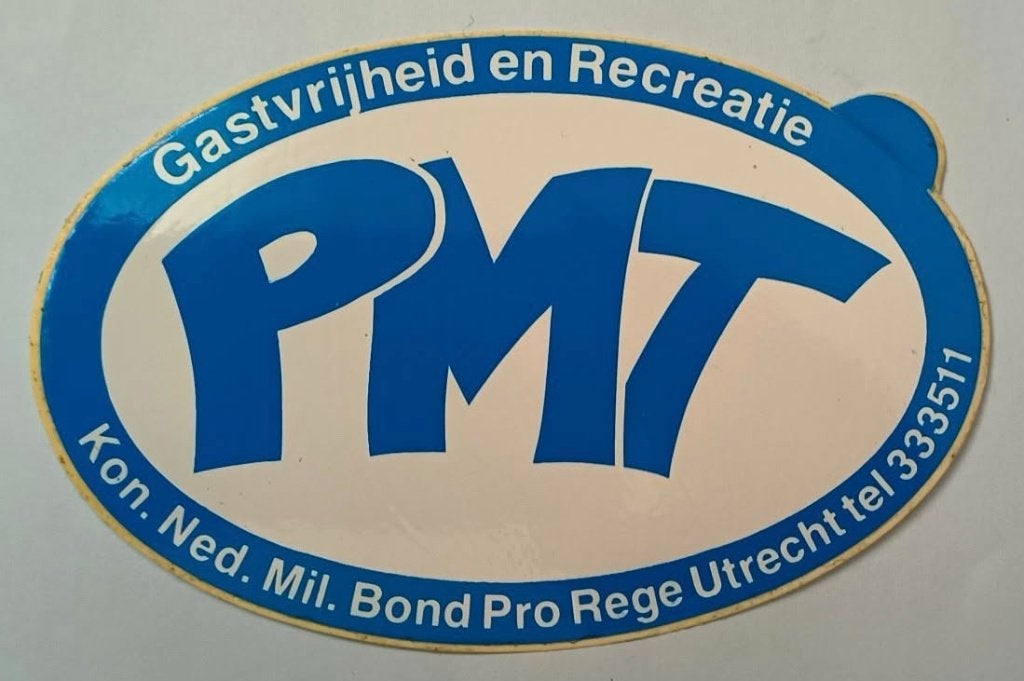 Sticker PMT Kon. Ned. Mil. Bond Pro Rege Utrecht, Ophalen of Verzenden, Zo goed als nieuw, Bedrijf of Vereniging