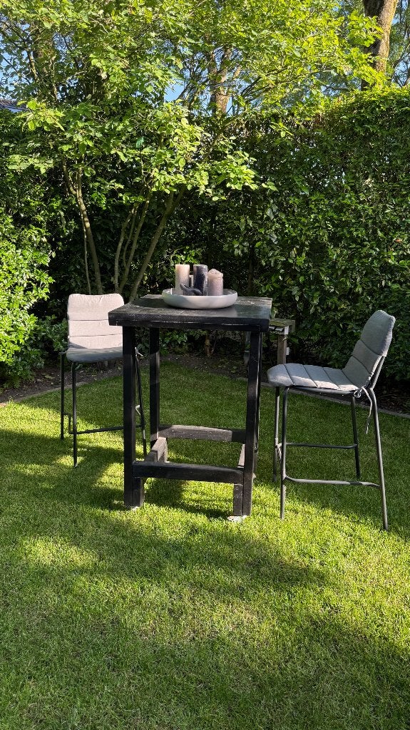 Verrijdbare tuintafel met stoelen, Tuin en Terras, Ophalen, Gebruikt, Teakhout
