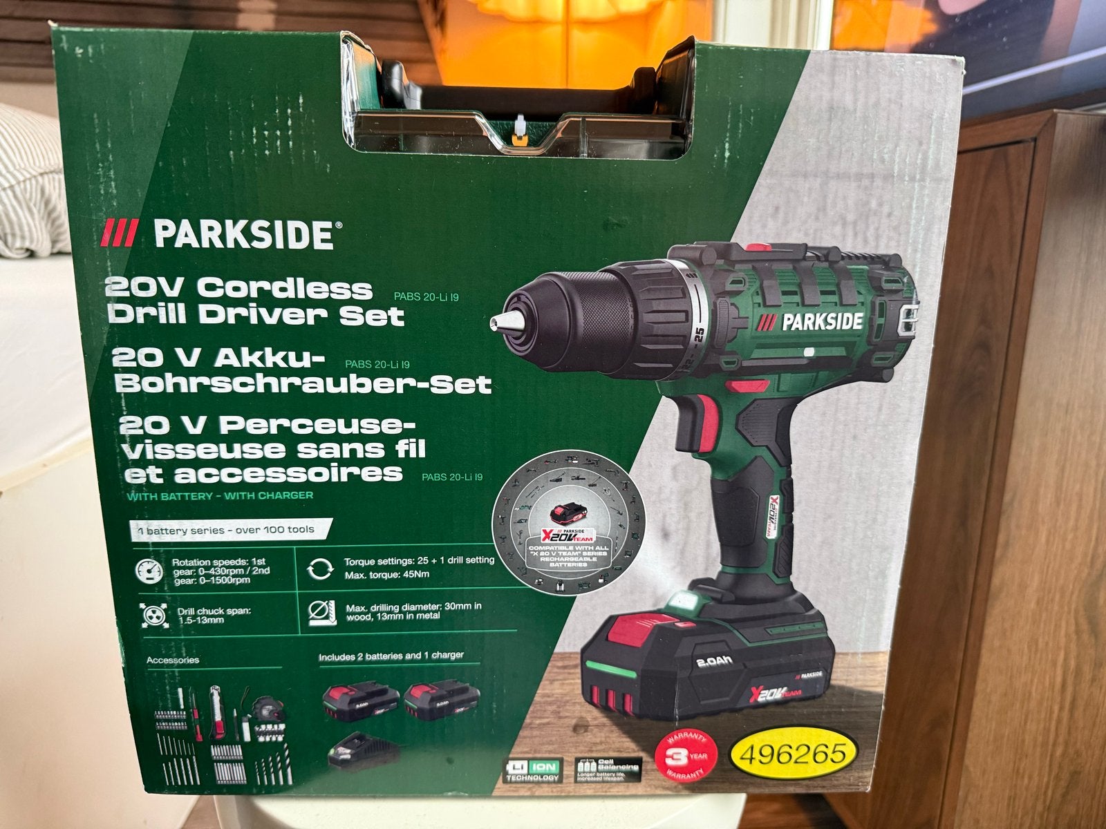 *NIEUW* Parkside 20V Accu-Boormachine set t.w.v. 79.98, Ophalen, Variabele snelheid, Nieuw, Boor- en Schroefmachine
