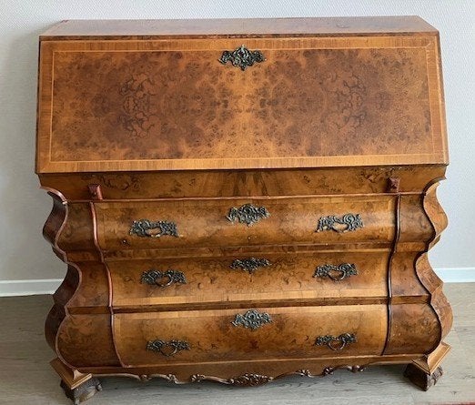 Notenhouten secretaire met draaibare zijstukken met laden, Antiek en Kunst, Antiek | Meubels | Kasten, Ophalen
