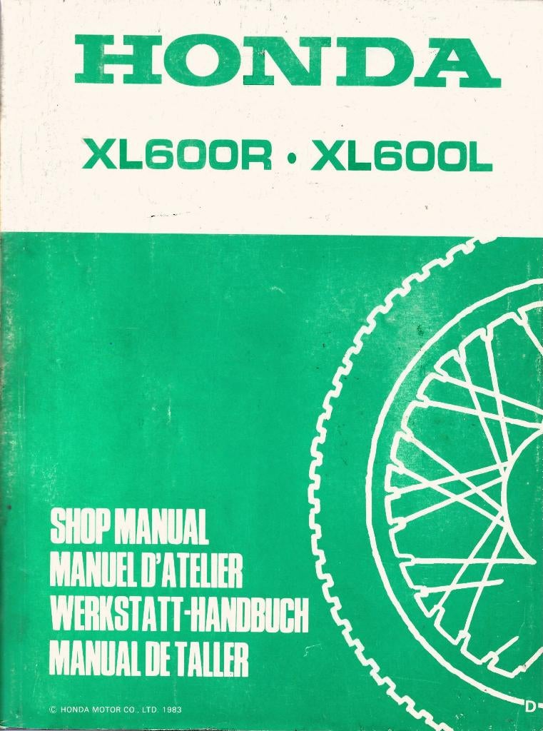 Honda XL600 R XL600 L shop manual (4106z) motor, Motoren, Ophalen of Verzenden, Honda