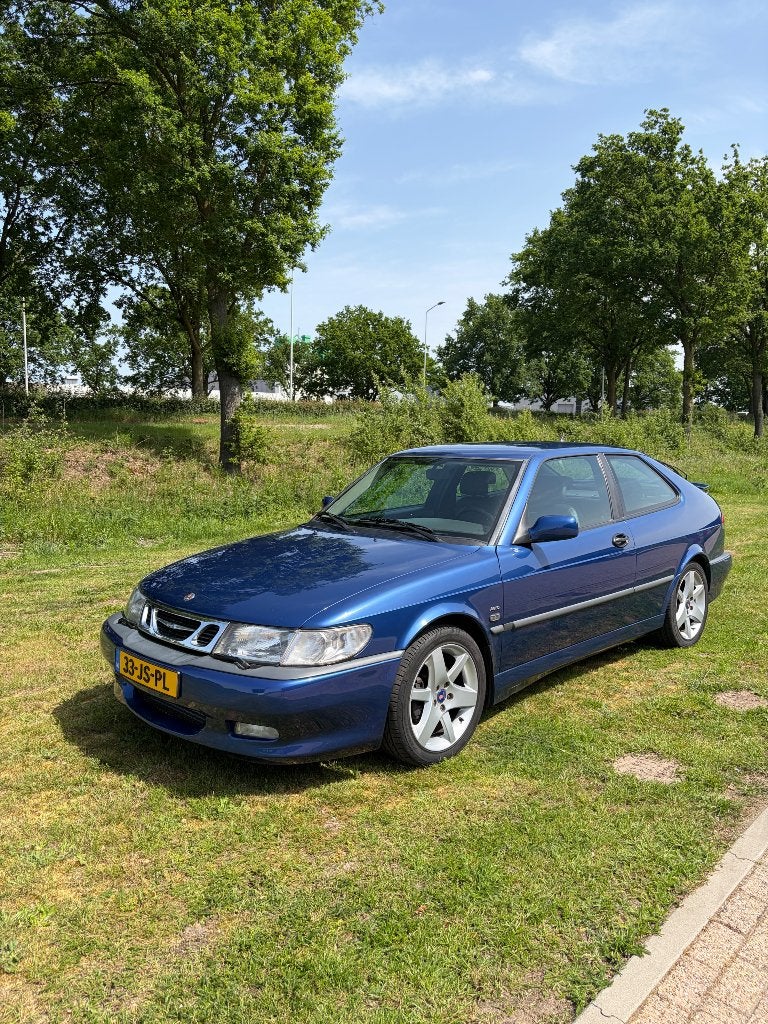 Saab 9-3 2.0 Turbo Aero Coupe 2002 Blauw, Auto's, Voorwielaandrijving, Zwart, 4 cilinders, 715 kg