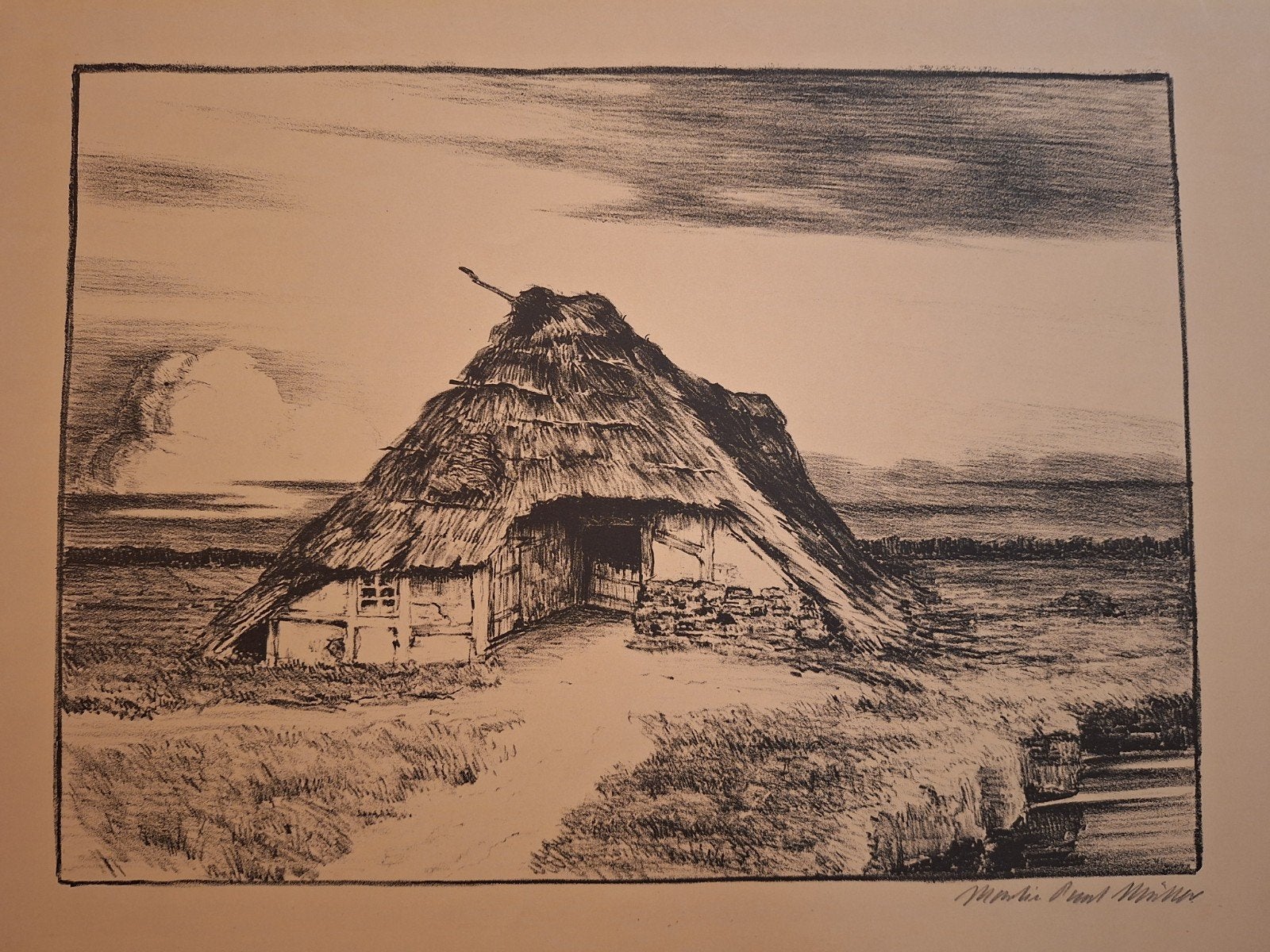 Lithografie Schaapskooi van Muller, Gesigneerd, Ophalen of Verzenden, Landschappen, Lithografie