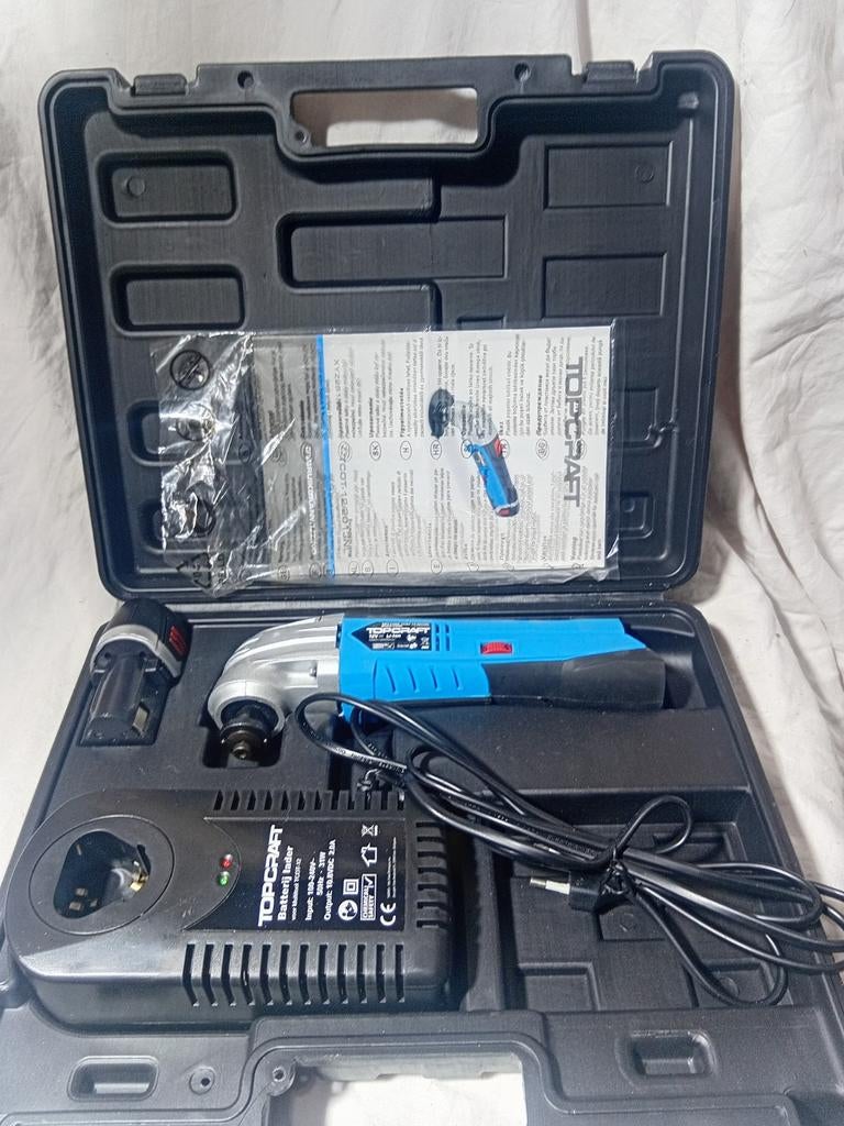 TOPCRAFT Accu Multitool 12V met Koffer en Accessoires, Doe-het-zelf en Verbouw, Ophalen of Verzenden, Zo goed als nieuw