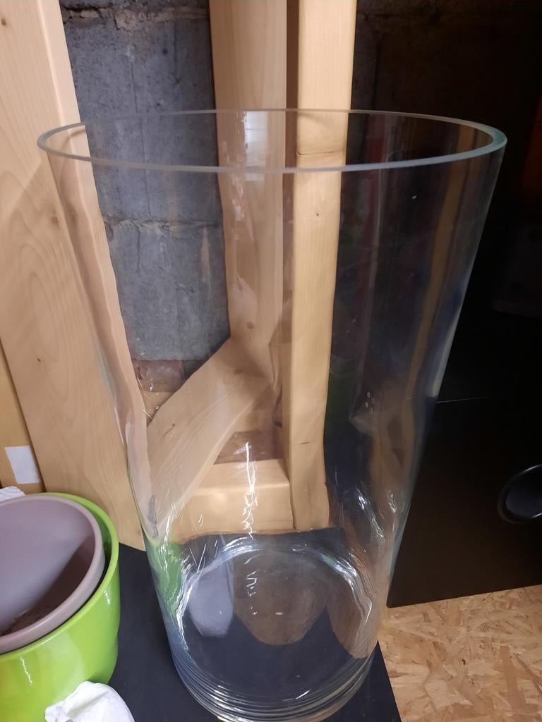 Grote stevige glazen vaas/windlicht - 45 cm hoog, Ophalen, Overige kleuren, Minder dan 50 cm, Glas