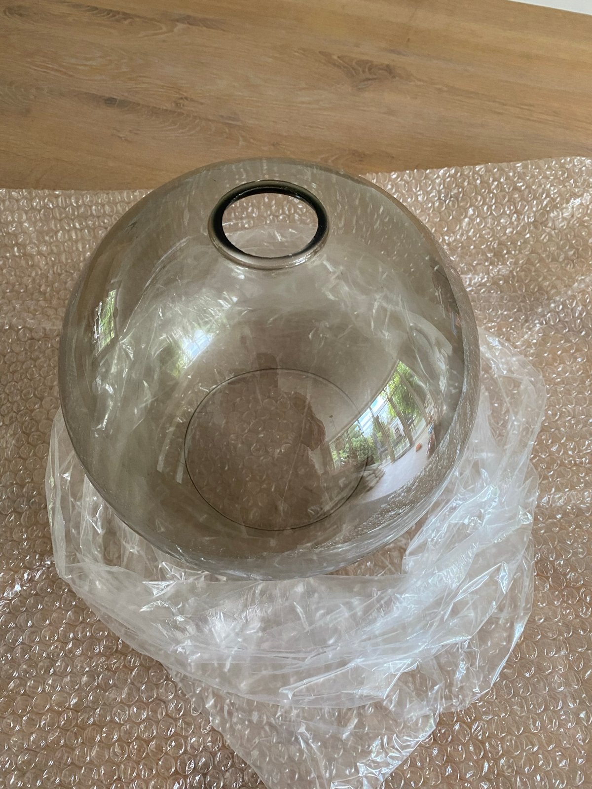 Lamp glazen bol - rookglas, Ophalen, Nieuw, Glas