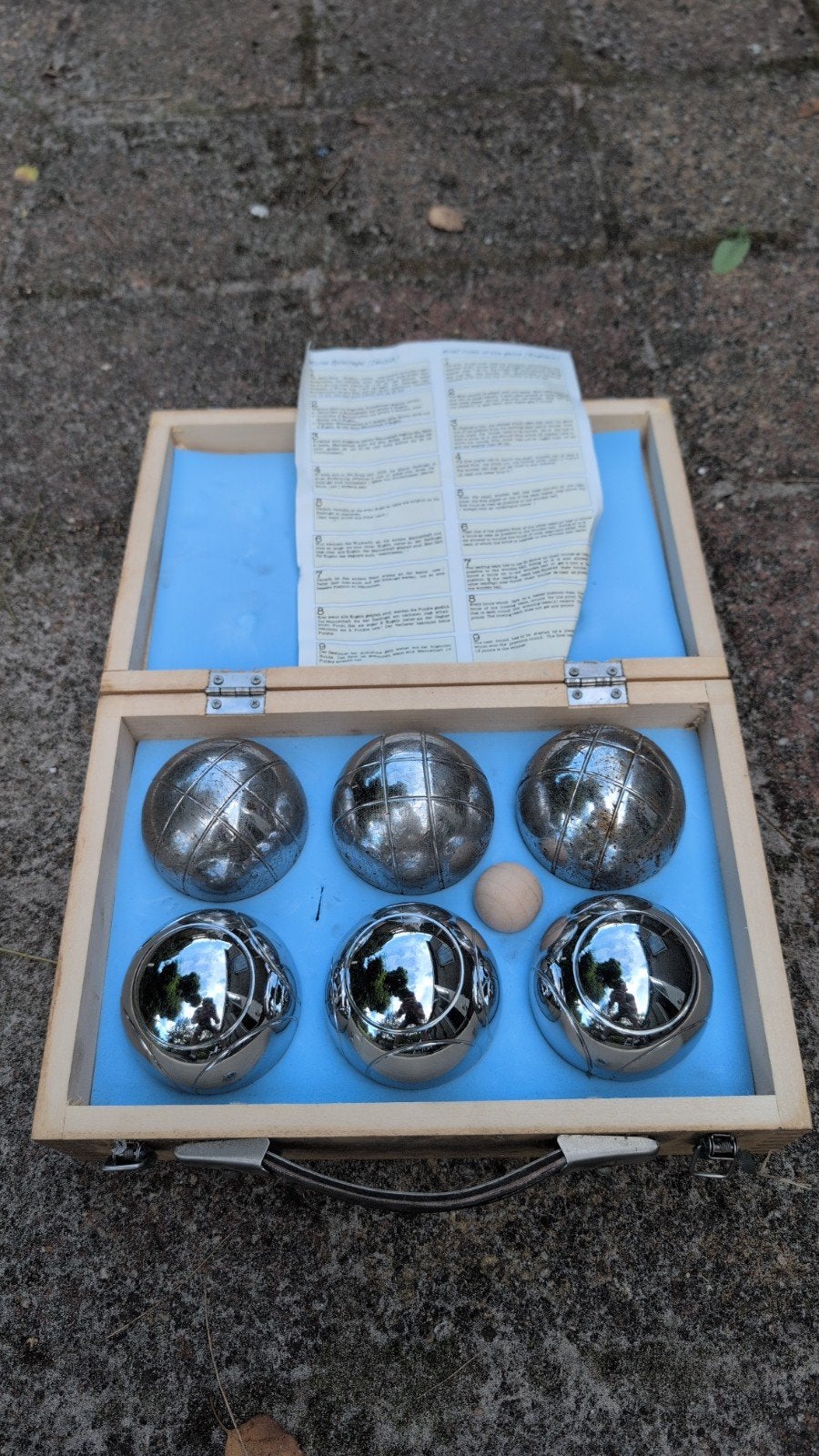 jeu de boule set in houten kist, Ophalen, Gebruikt