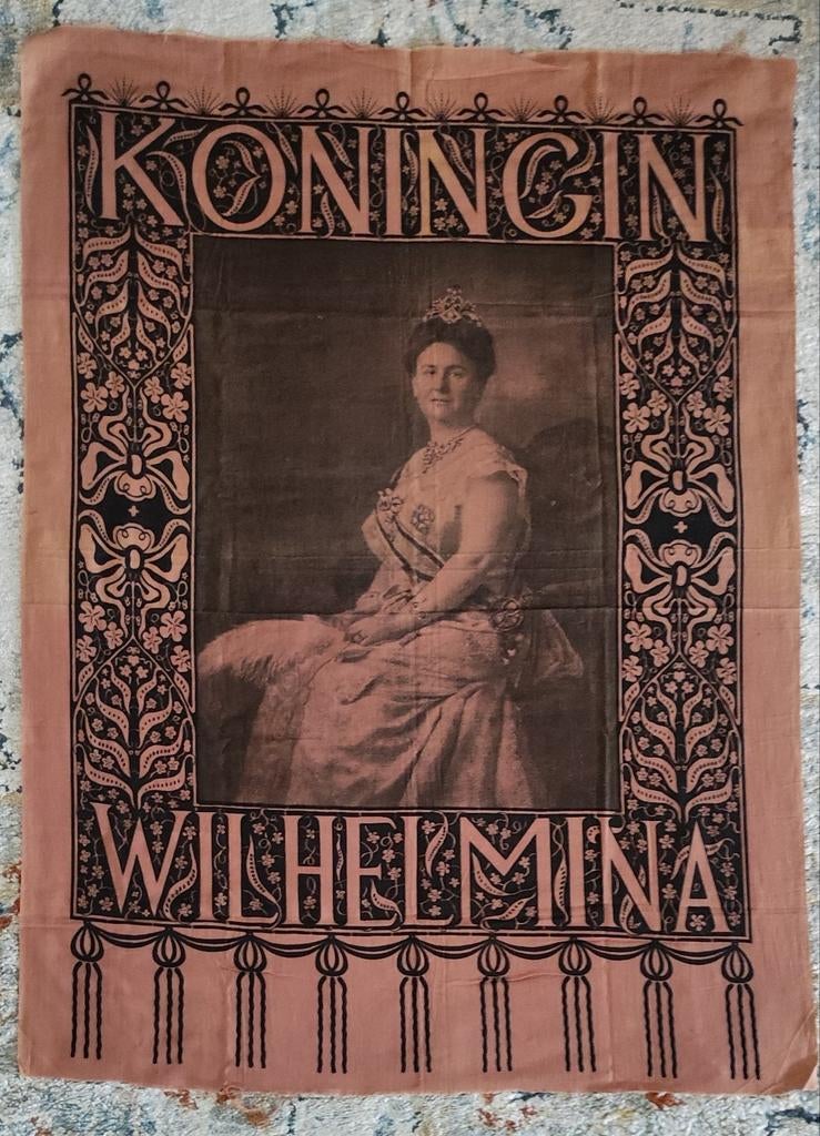 Herdenkingsdoek Koningin Wilhelmina omstreeks 1923, Antiek en Kunst, Ophalen of Verzenden