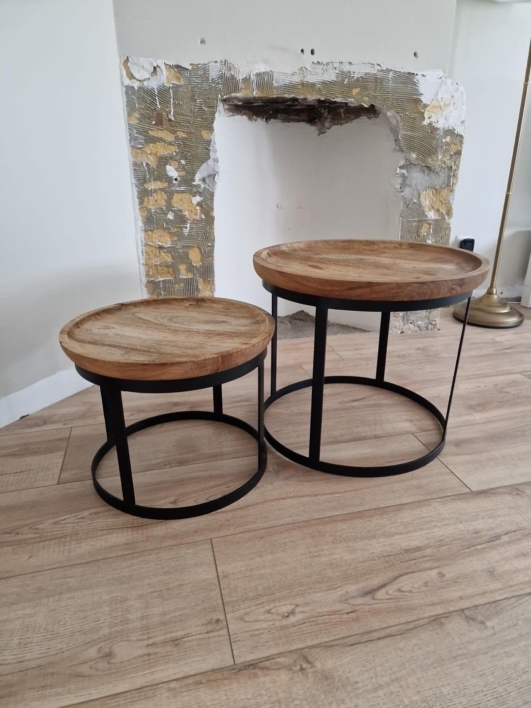 Light & Living MACHALA salontafels set van 2 – hout/zwart, Huis en Inrichting, Tafels | Bijzettafels, Ophalen, Minder dan 45 cm
