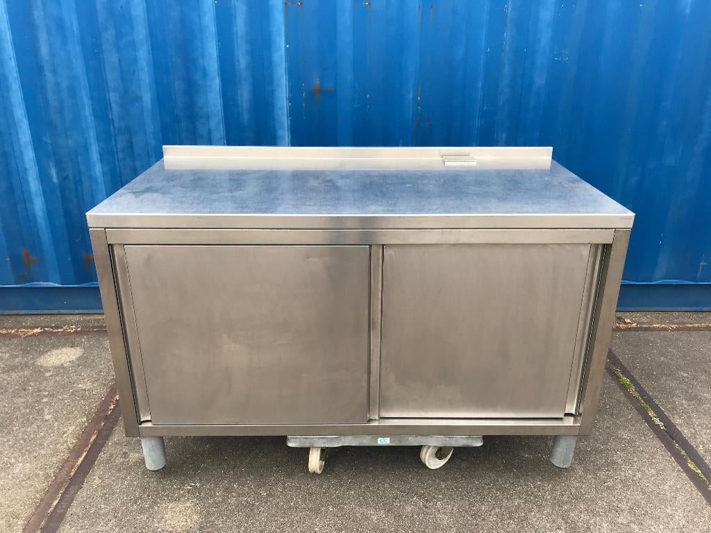 RVS schuifdeur kast / RVS werkbank + 2 schuifdeuren, Ophalen, Gebruikt