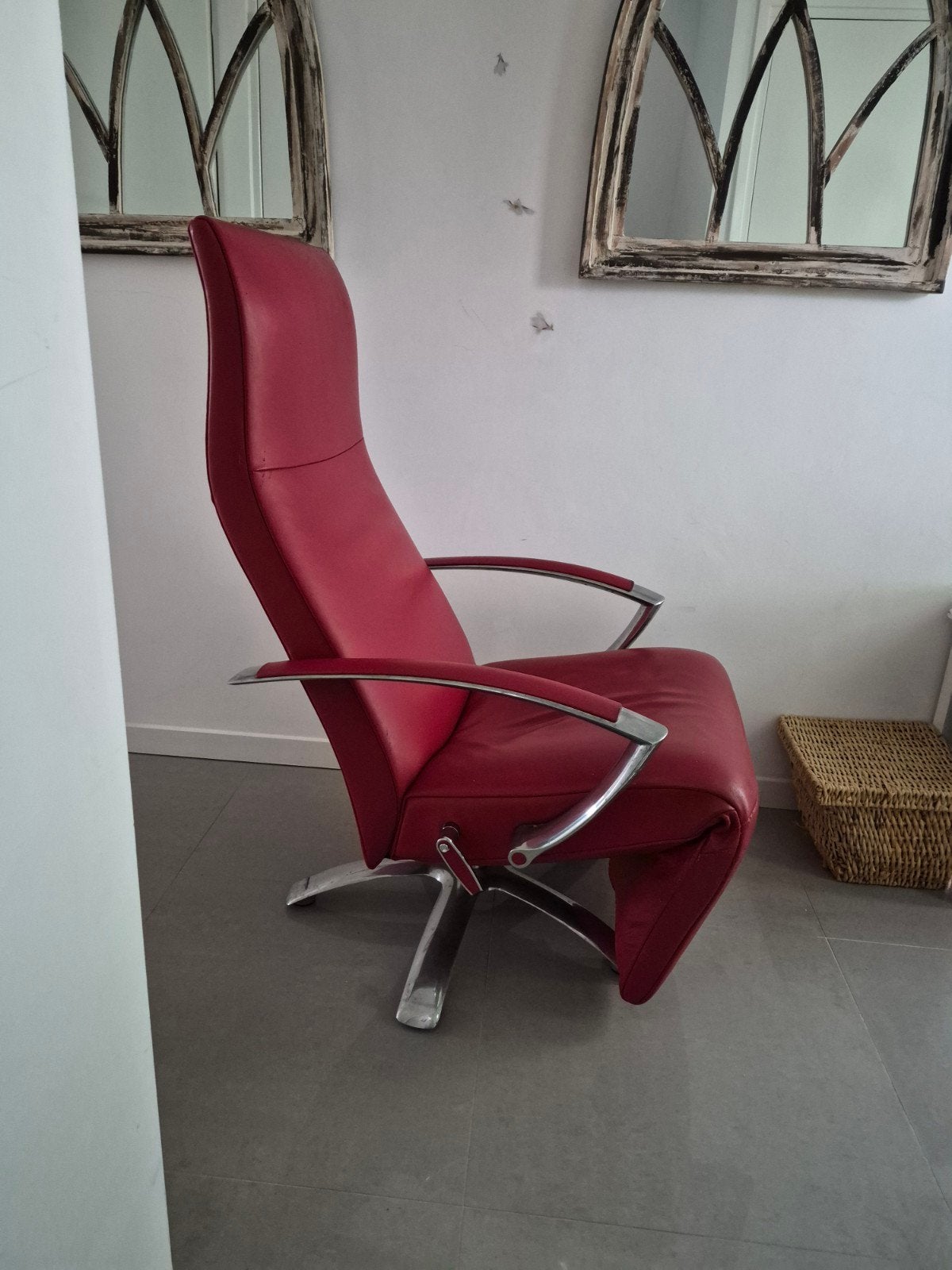 Mooie rode leren fauteuil van Jori, kantelbaar, Gebruikt, Leer, Ophalen of Verzenden, Eén