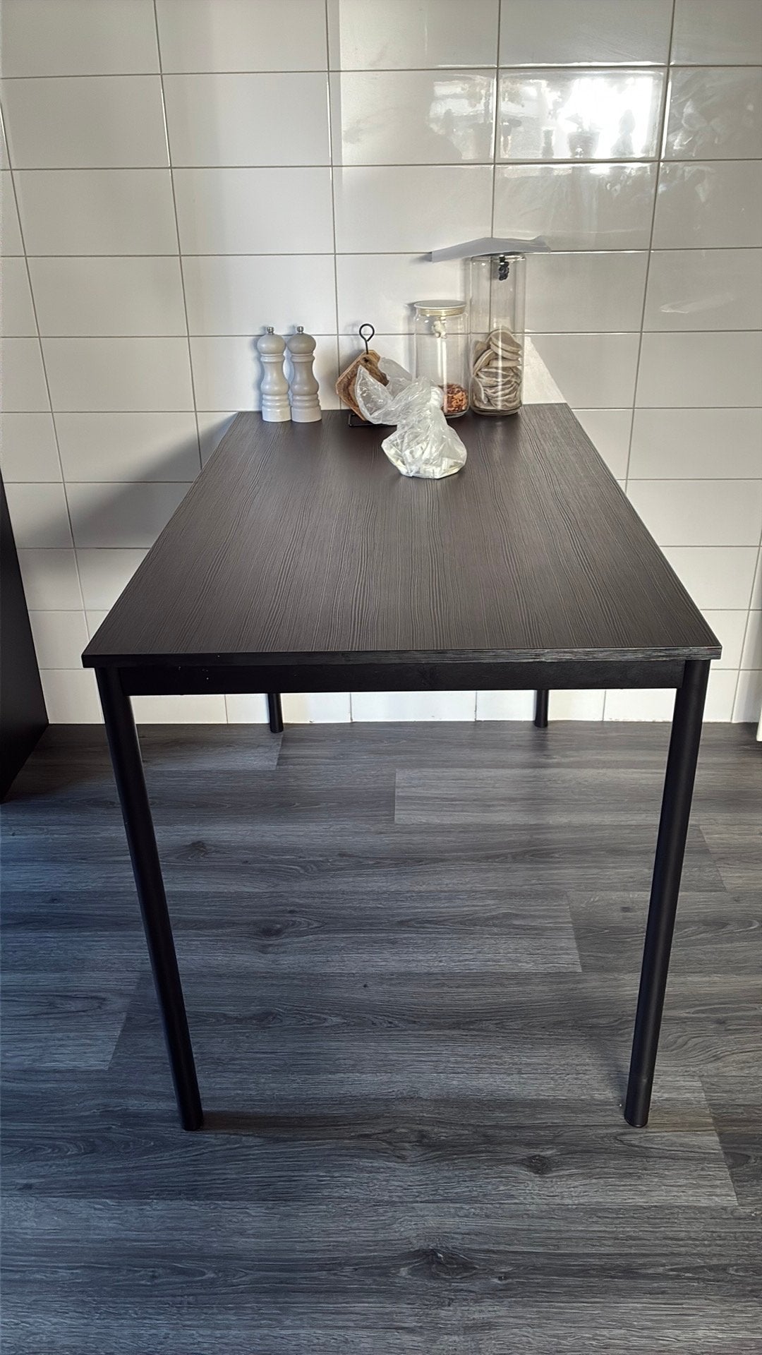 eettafel zwart ikea, Gebruikt, 100 tot 150 cm, Vier personen, Rechthoekig