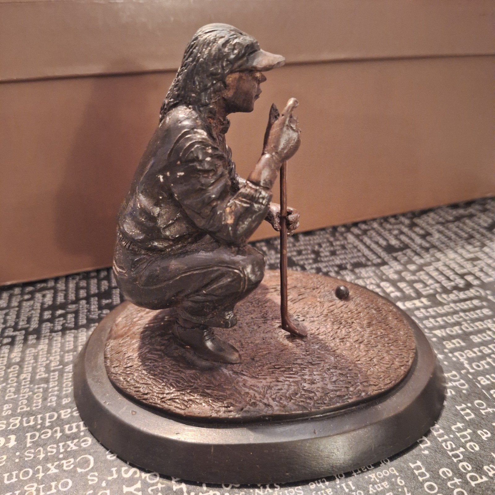 bronzen beeldje golfer, Ophalen of Verzenden
