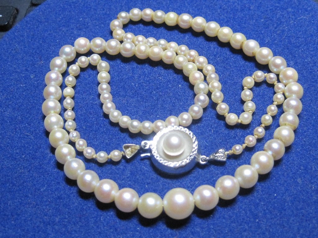 Vintage cultivé parel halsketting 46 cm 100% Cultivé parels, Sieraden, Tassen en Uiterlijk, Ophalen, Zo goed als nieuw, Wit, Steen of Mineraal