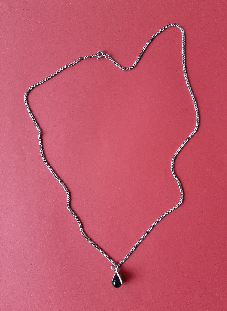 Ketting met Zwarte Onyx Edelsteen Hanger, Ophalen, Nieuw