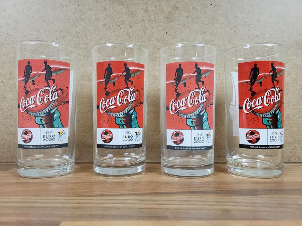 4 Coca-Cola glazen Euro 2000, Ophalen of Verzenden, Gebruikt, Gebruiksvoorwerp