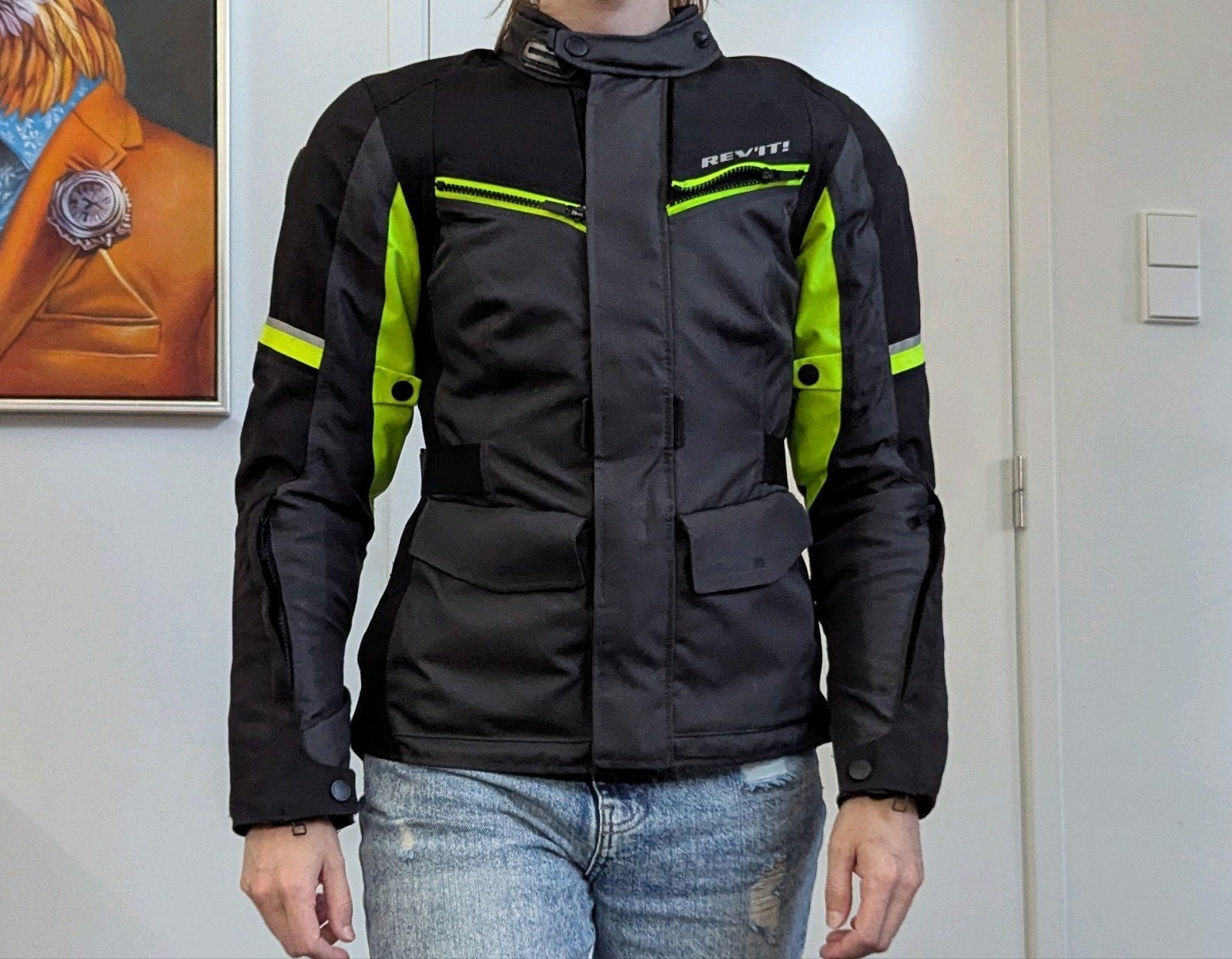 REV'IT! Outback 3 Motorjas dames - Maat 38 - Zwart/Neon Geel, REV'IT!, Jas | textiel, Ophalen of Verzenden, Dames