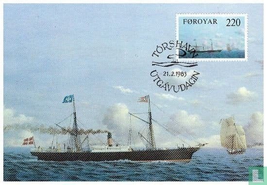 Maximumkaart 6 Oude schepen op Faröer lijn 1983, Postzegels en Munten, Postzegels | Europa | Scandinavië, Ophalen of Verzenden