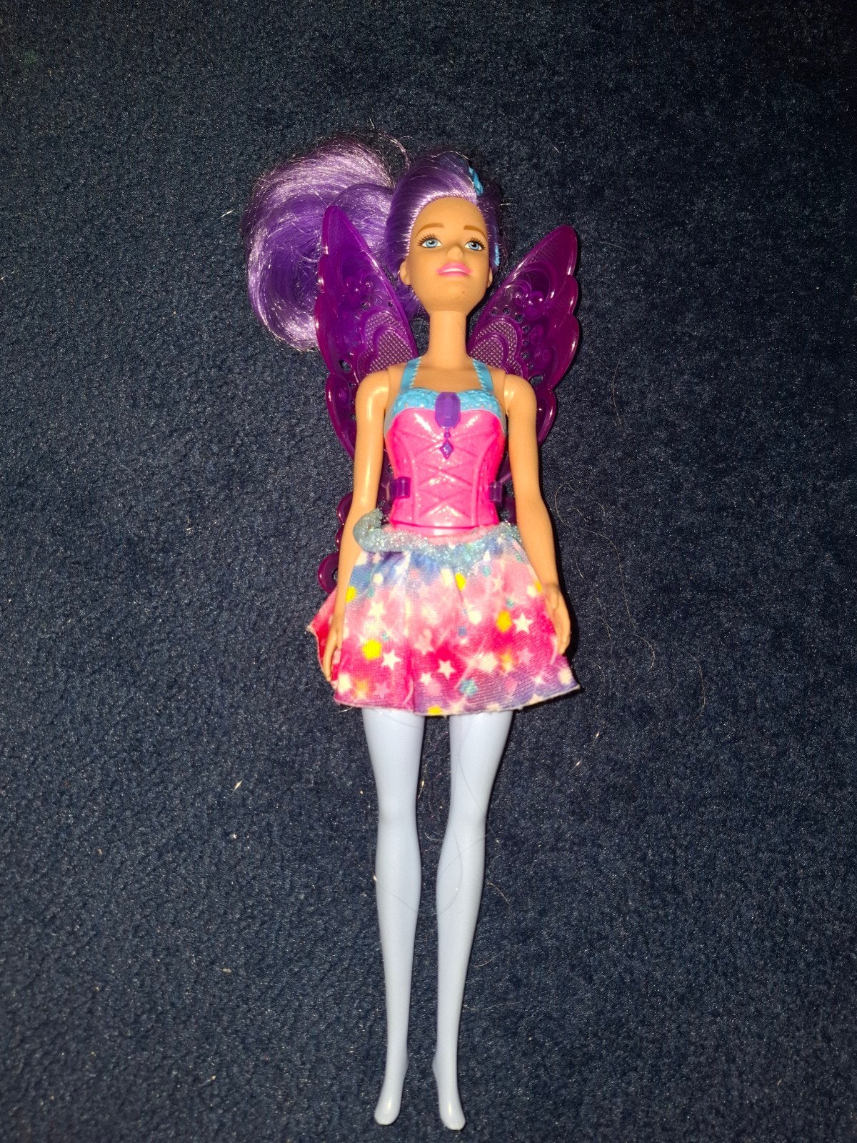 Barbie pop met paars haar en vleugels, Ophalen of Verzenden, Barbie